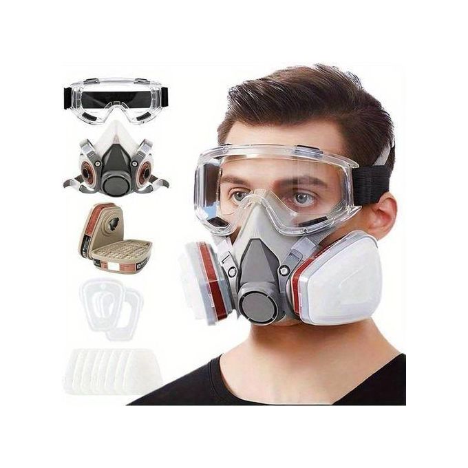 Professional Respirator Mask with Dual Filters & Protective Goggles – Industrial & Safety Grade