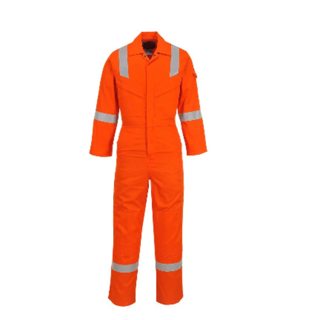 Flame-Resistant Safety Coverall with Reflective Stripes